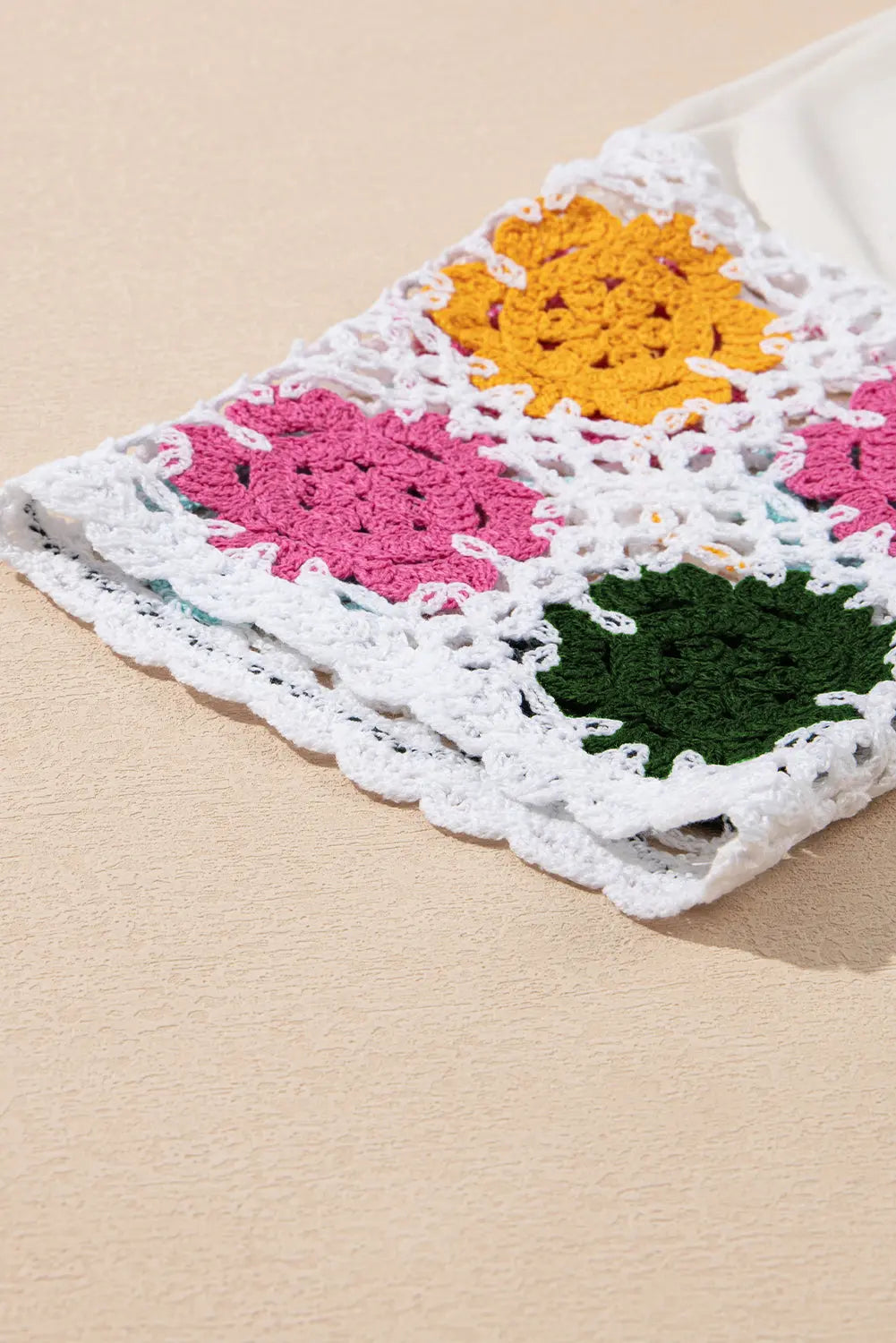 White Floral Crochet Splicing Sleeve T Shirt Dress Markonline