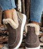 Coffee Suede Stitching Patchwork Plush Lined Anklet Boots Markonline