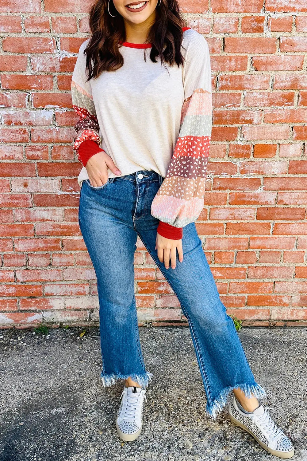 Jet Stream Contrast Leopard Color Block Sleeve Loose Pullover Dear-Lover Dropshipping