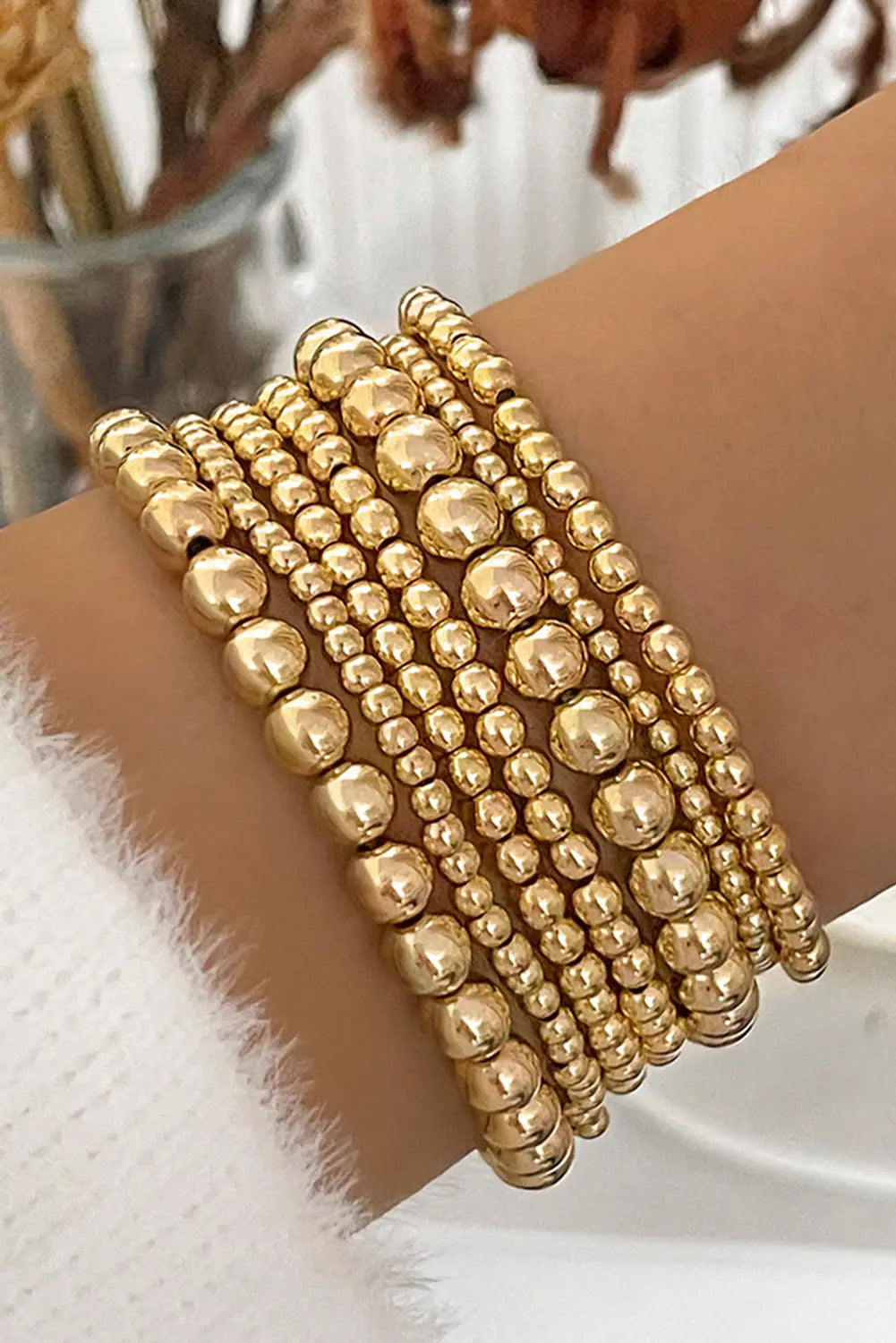 Gold 7pcs/Set Minimalist Plated Beaded Luxury Bracelet Set Dear-Lover Dropshipping