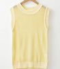 Yellow Solid Color Hollowed Knit Round Neck Sweater Vest Dear-Lover Dropshipping
