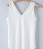 White Lace Crochet Splicing V Neck Loose Fit Tank Top Markonline