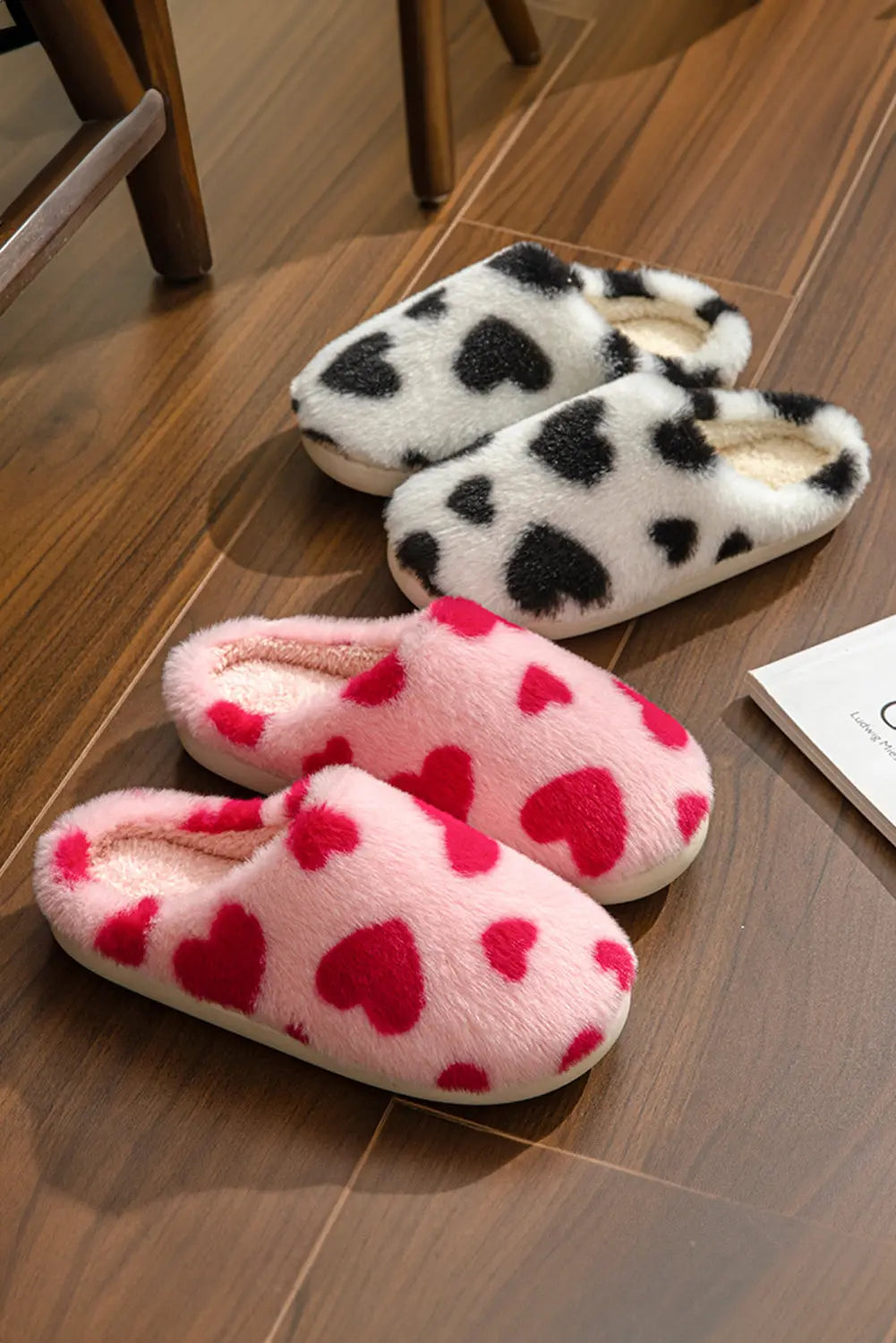 Fiery Red Valentines Heart Shape Winter Fuzzy Slippers Markonline