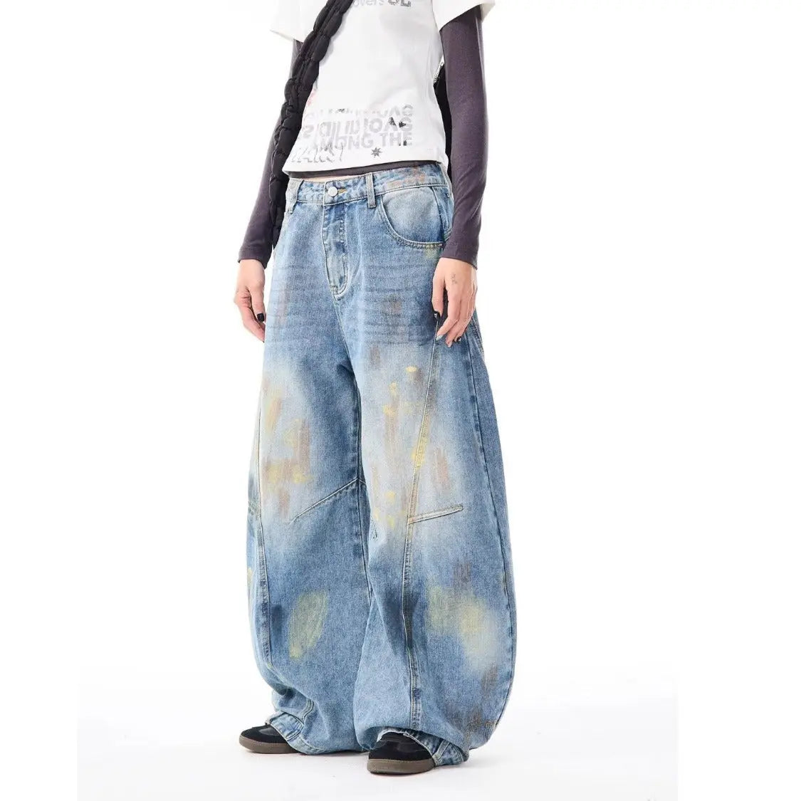 Street Style Wide-Leg Jeans with Knife Design for Men and Women Markonline