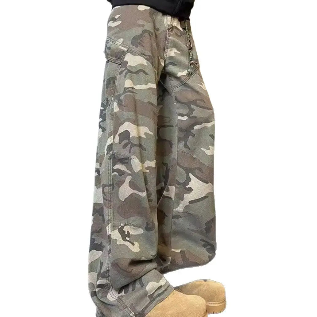 Retro camouflage workwear jeans for men