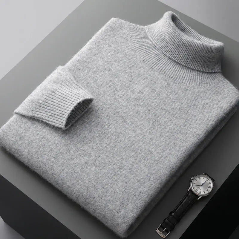Men's high collar pullover sweater for autumn and winter, loose knit base sweater for men Markonline