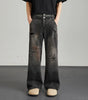 Vintage niche ripped straight leg washed denim jeans for men and women Markonline