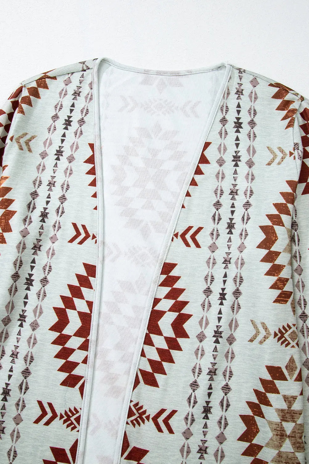 Brown Western Aztec Printed Open Front Long Cardigan Dear-Lover Dropshipping