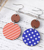Dark Blue 4th of July Wooden Flag Earrings Dear-Lover Dropshipping