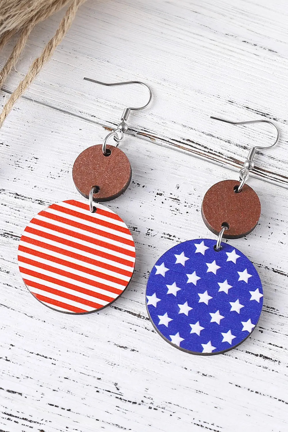 Dark Blue 4th of July Wooden Flag Earrings Dear-Lover Dropshipping