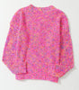 Dark Pink Colorful Spots Knitted V Neck Casual Sweater Dear-Lover Dropshipping