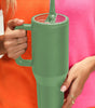 Dark Green Frosted Stainless Handle Large Vacuum Cup with Straw 40oz Dear-Lover Dropshipping