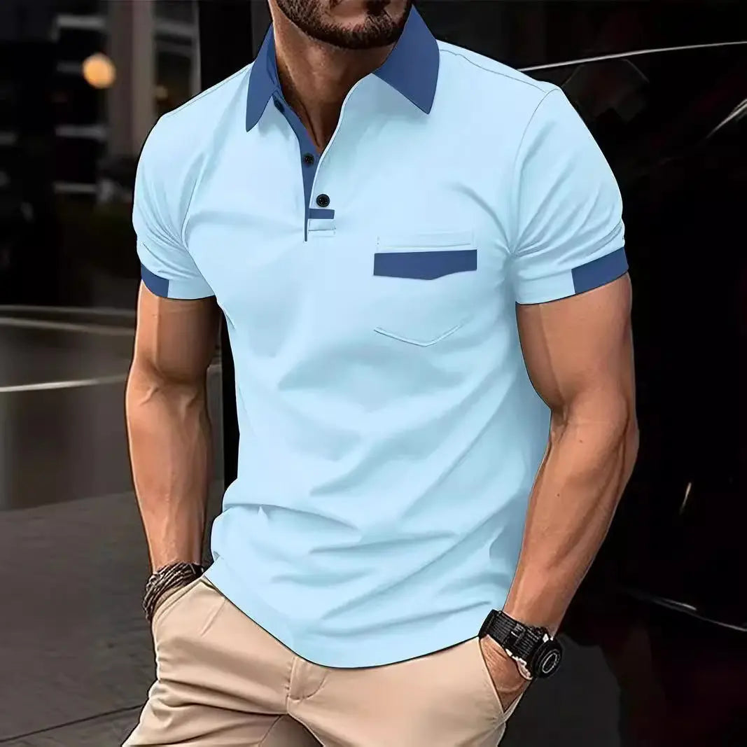 Color blocked pocket polo shirt sports polo shirt Markonline