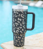 Gray Leopard Print 40OZ Stainless Steel Portable Cup with Handle Dear-Lover Dropshipping