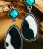Black Cow Print Turquoise Drop Earrings Dear-Lover Dropshipping