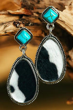 Black Cow Print Turquoise Drop Earrings Dear-Lover Dropshipping
