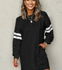 Black Varsity Contrast Banded Sleeve Shift Sweatshirt Dress Markonline