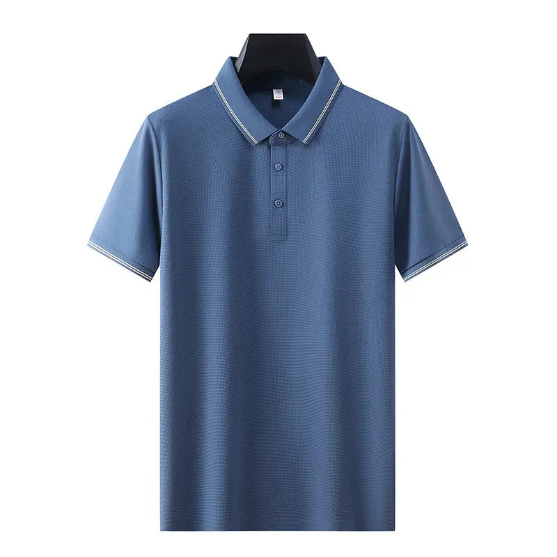 Men's Elastic Short Sleeve Polo Shirt with Snap Buttons Markonline