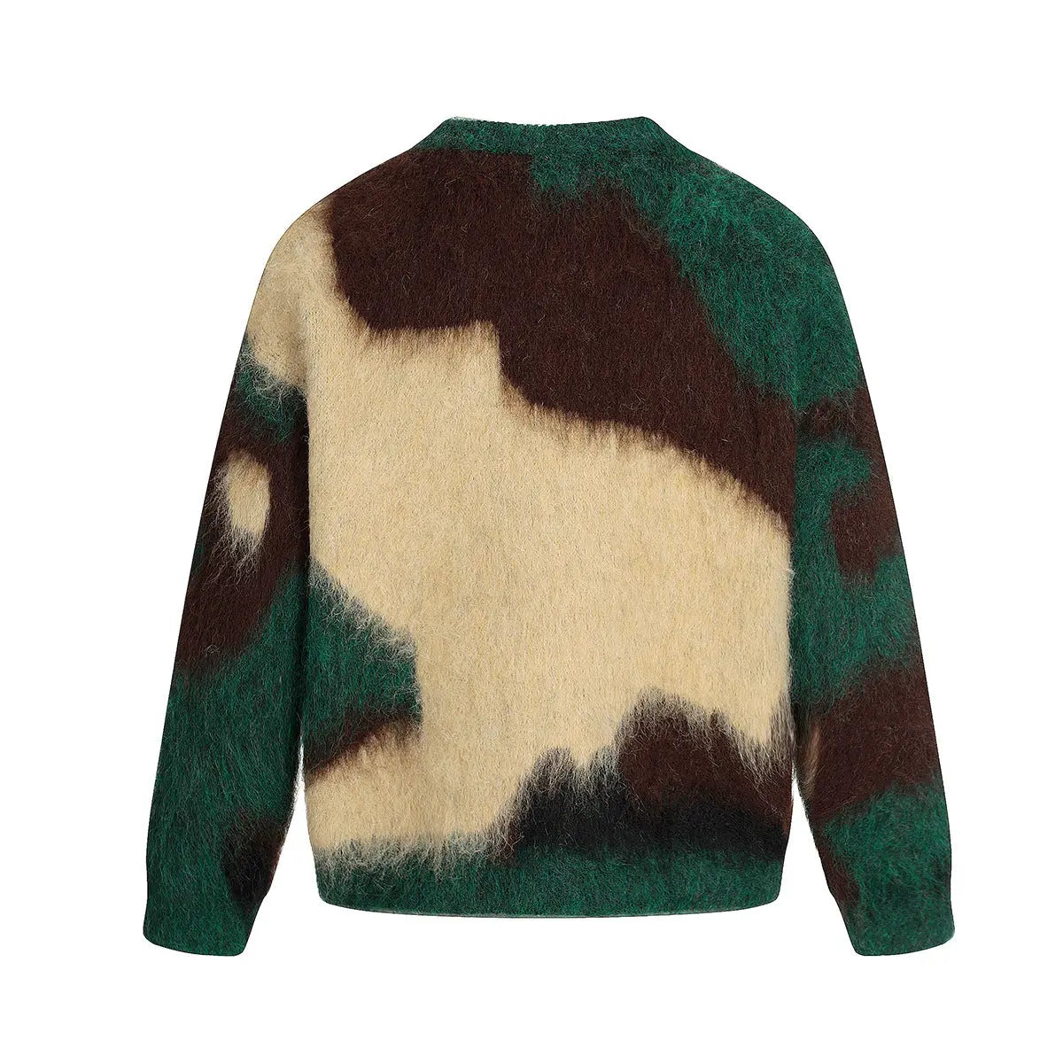 Camouflage tassel sweater with warm and velvet knit sweater for men