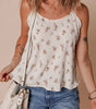 White Floral Pleated Big Bow Back Spaghetti Straps Tank Top Dear-Lover Dropshipping