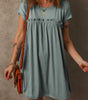 Mist Green Frilled Gathered Seam Round Neck T Shirt Dress Markonline