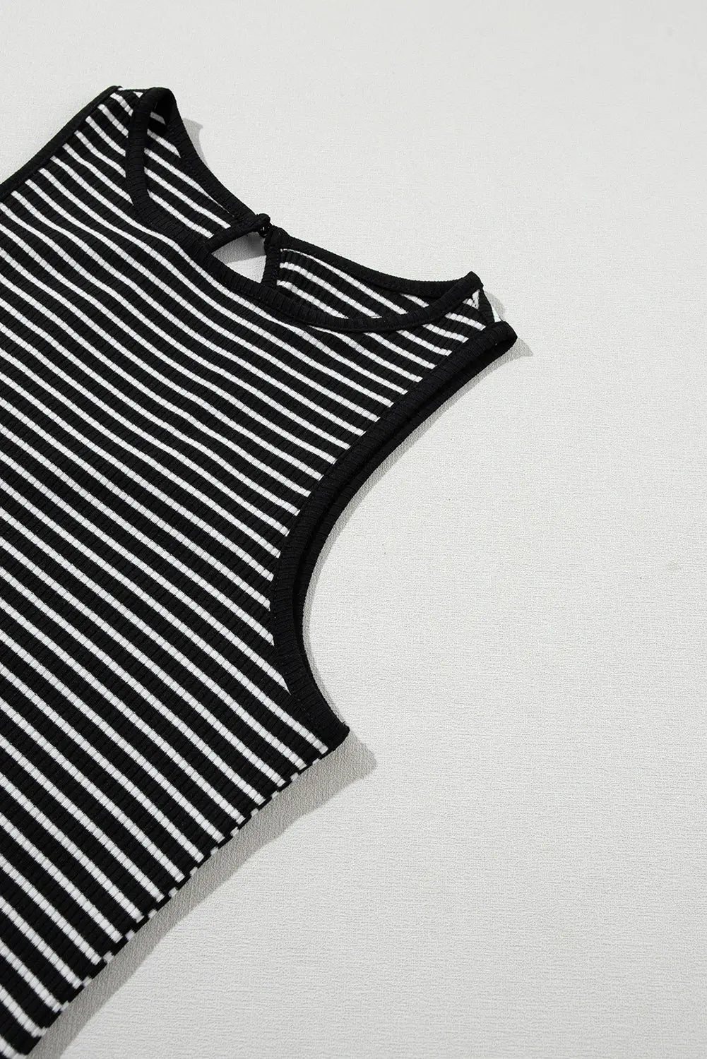 Black Striped Print Ribbed Knit Sleeveless Top Dear-Lover Dropshipping