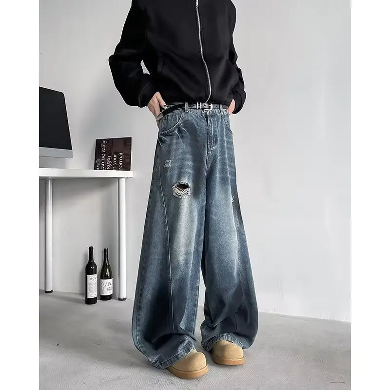 Broken hole curved knife cowboy men spring and summer loose