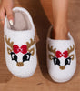 White Christmas Cartoon Pattern Plush Slippers Dear-Lover Dropshipping