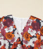 Red Floral Print Wrap V Neck Puff Sleeve Flowy Mini Dress Markonline
