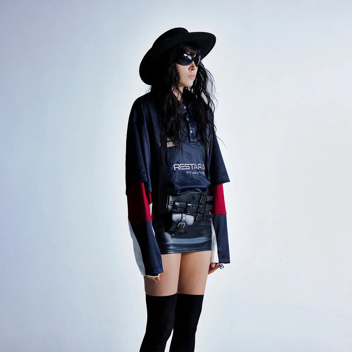 Long sleeved sports fake two piece lapel polo shirt Markonline