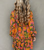 Multicolour Floral Print Long Sleeve Smocked Ruffled Mini Dress Markonline