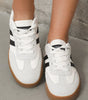 White Striped Lace-up Flat Sneakers Markonline