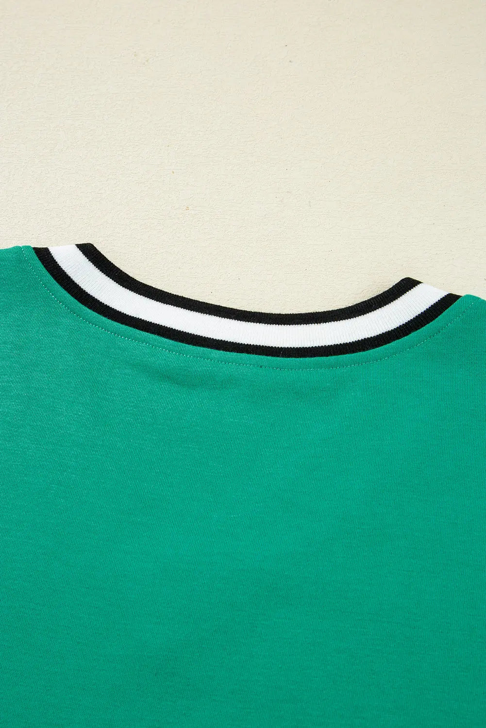 Mint Green Varsity Contrast Striped V Neck Long Sleeve T Shirt Dress with Pockets Markonline