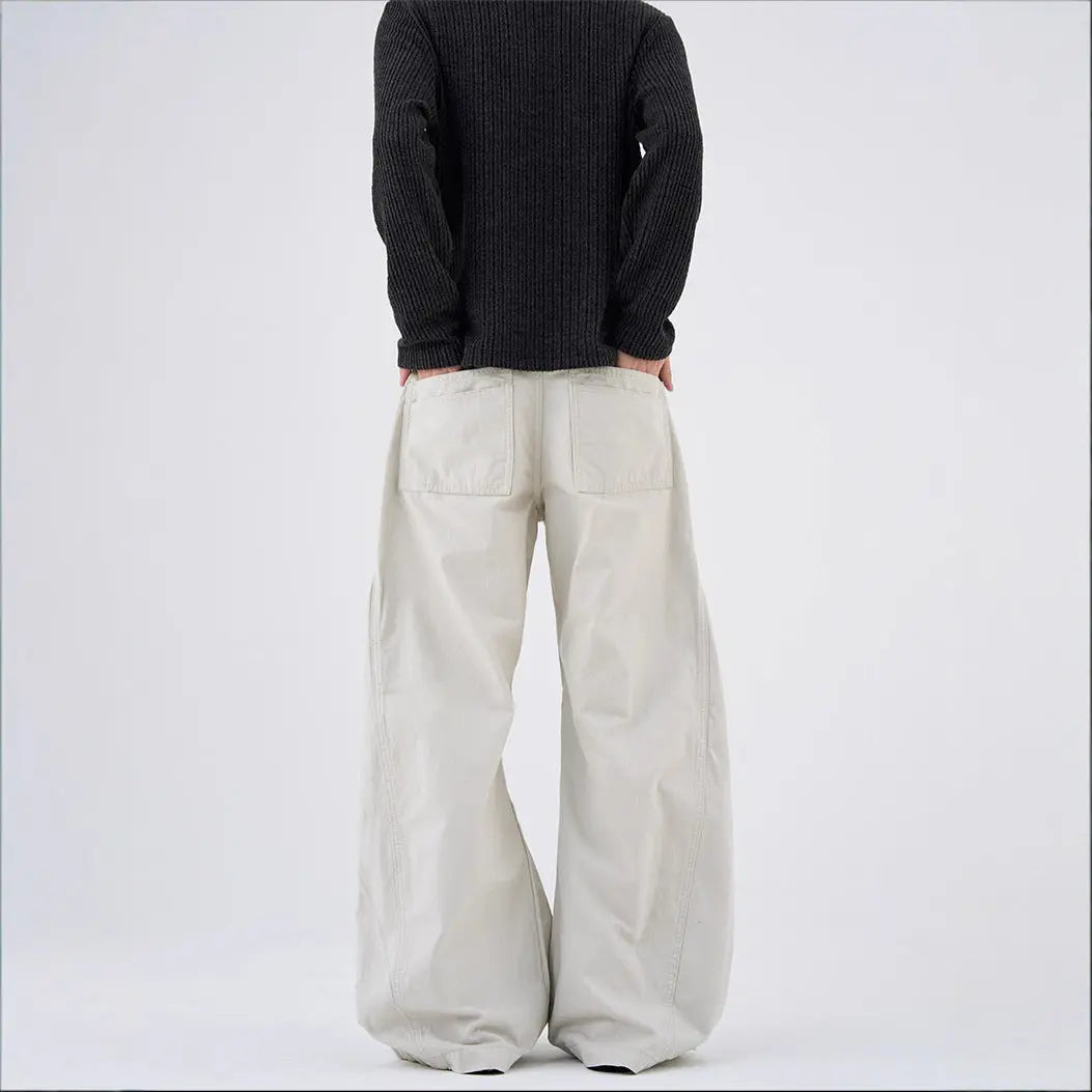 Deconstructed Style Workwear Knife-Edge Denim Pants for Men and Women, Fashionable Vintage Loose Straight-Leg Casual Trousers Markonline