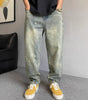 Style Winter Casual Streetwear Washed Vintage Splatter Denim Pants Men Straight Loose Oversize Versatile Tapered Jeans Markonline