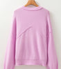 Pink Raw Edge Ribbed Detail Drop Shoulder Sweater Dear-Lover Dropshipping