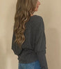 Carbon Grey Twisted Ribbed Dolman Long Sleeve Top Dear-Lover Dropshipping