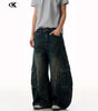 Blue Workwear Tapered Jeans for Men and Women with Multiple Pockets Loose Washed Banana Wide-Leg Long Pants Markonline