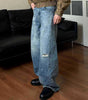 Dad Hole Loose Tapered Wide Leg Jeans for Men and Women Markonline