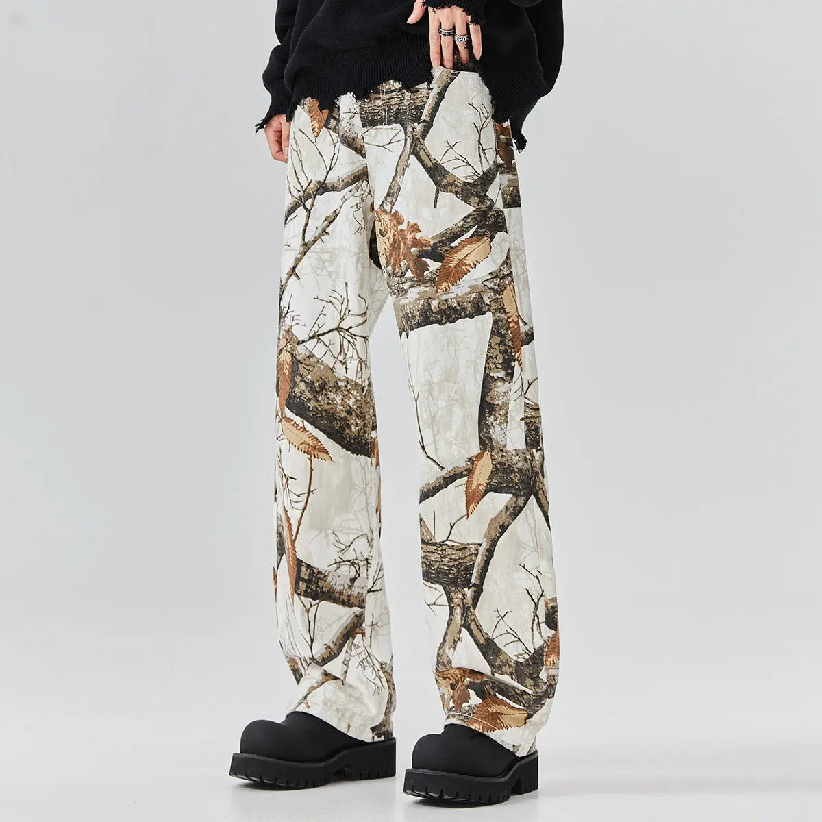 Cowboy washed loose wide leg versatile jeans for men