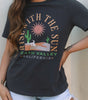 Dark Grey RISE WITH THE SUN Western Fashion Graphic Tee Markonline
