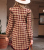Red Plaid Print Ruffled Long Sleeve Patchwork Hem Mini Shirt Dress Markonline