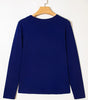 Navy Blue Asymmetric Seam Detail Solid Color Long Sleeve Top Dear-Lover Dropshipping