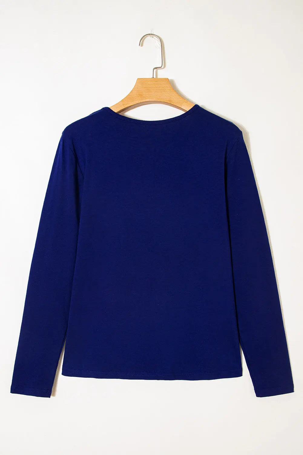 Navy Blue Asymmetric Seam Detail Solid Color Long Sleeve Top Dear-Lover Dropshipping