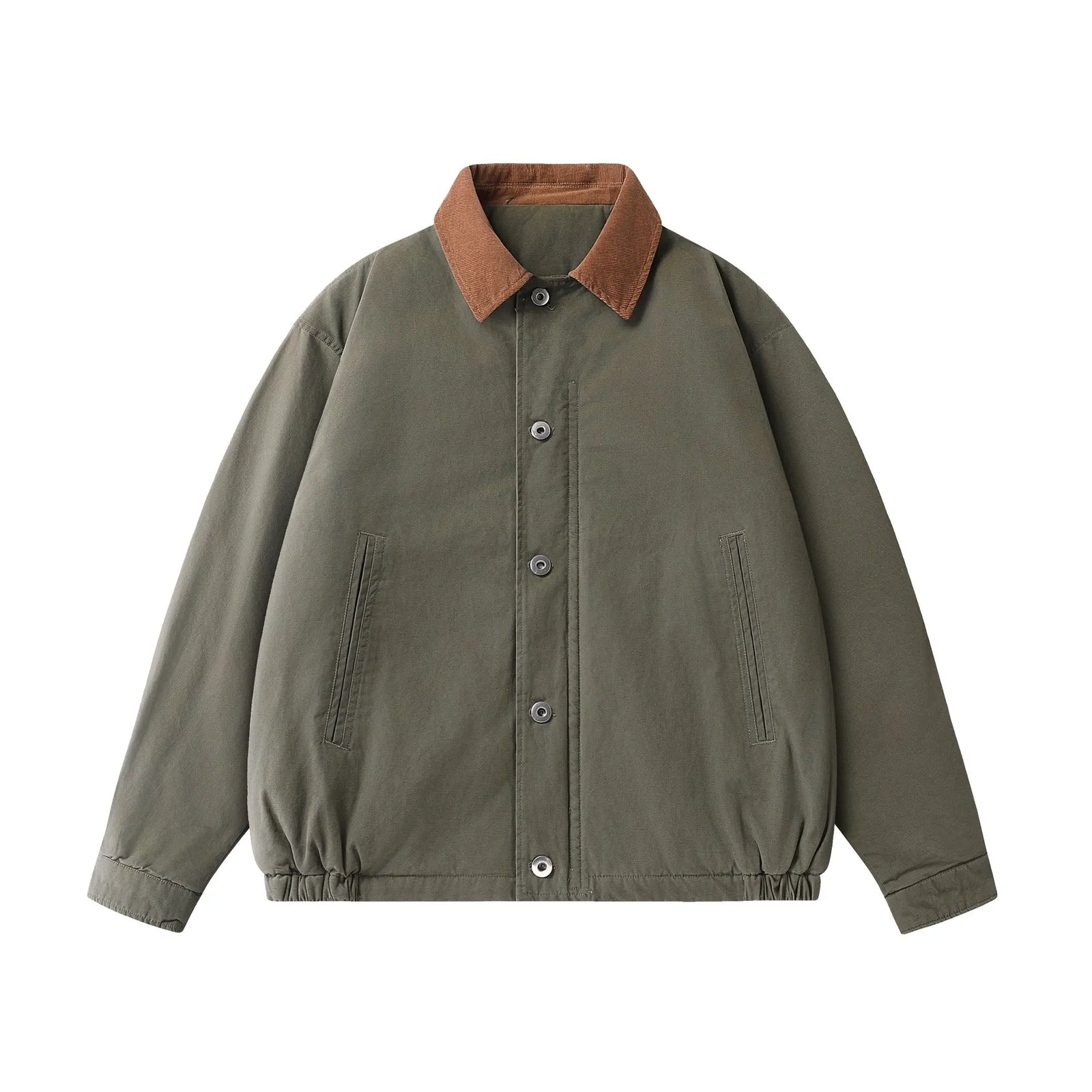 Color-Blocked Lapel Cotton Coat for Men Trendy Vintage Workwear Jacket