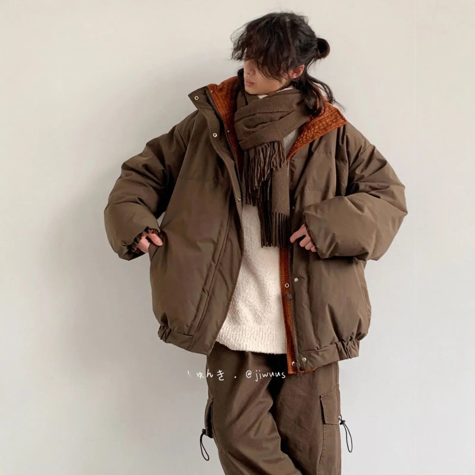 Winter Retro Patchwork Stand-up Collar Reversible Down Cotton Coat for Men and Women Loose Thick Warm Cotton Jacket Markonline