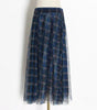 Blue plaid mesh skirt, multi-layer versatile A-line skirt for women Markonline