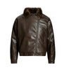Fur-lined leather jacket motorcycle puffer coat Markonline