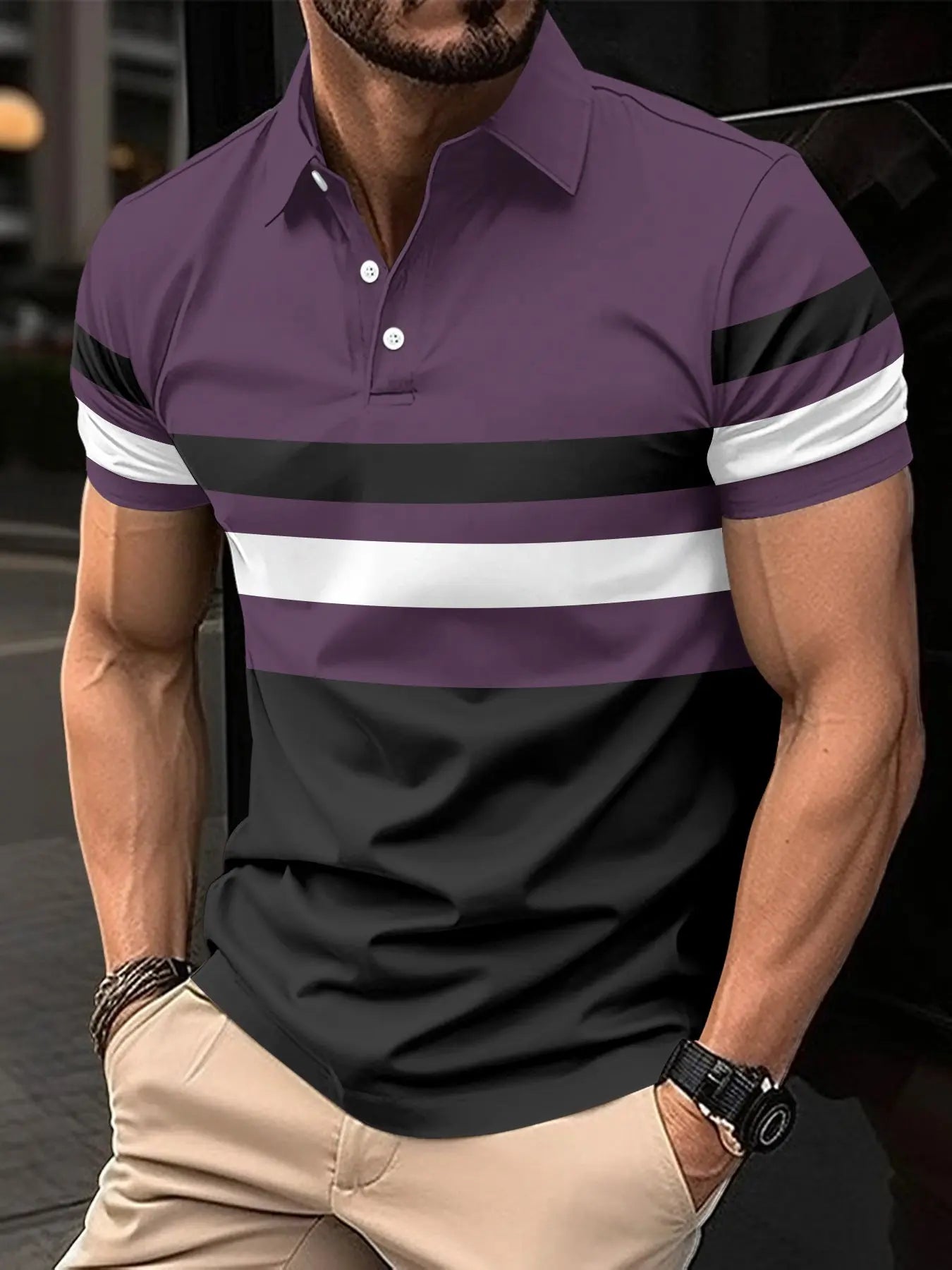 Polo striped men's sports polo shirt top Markonline