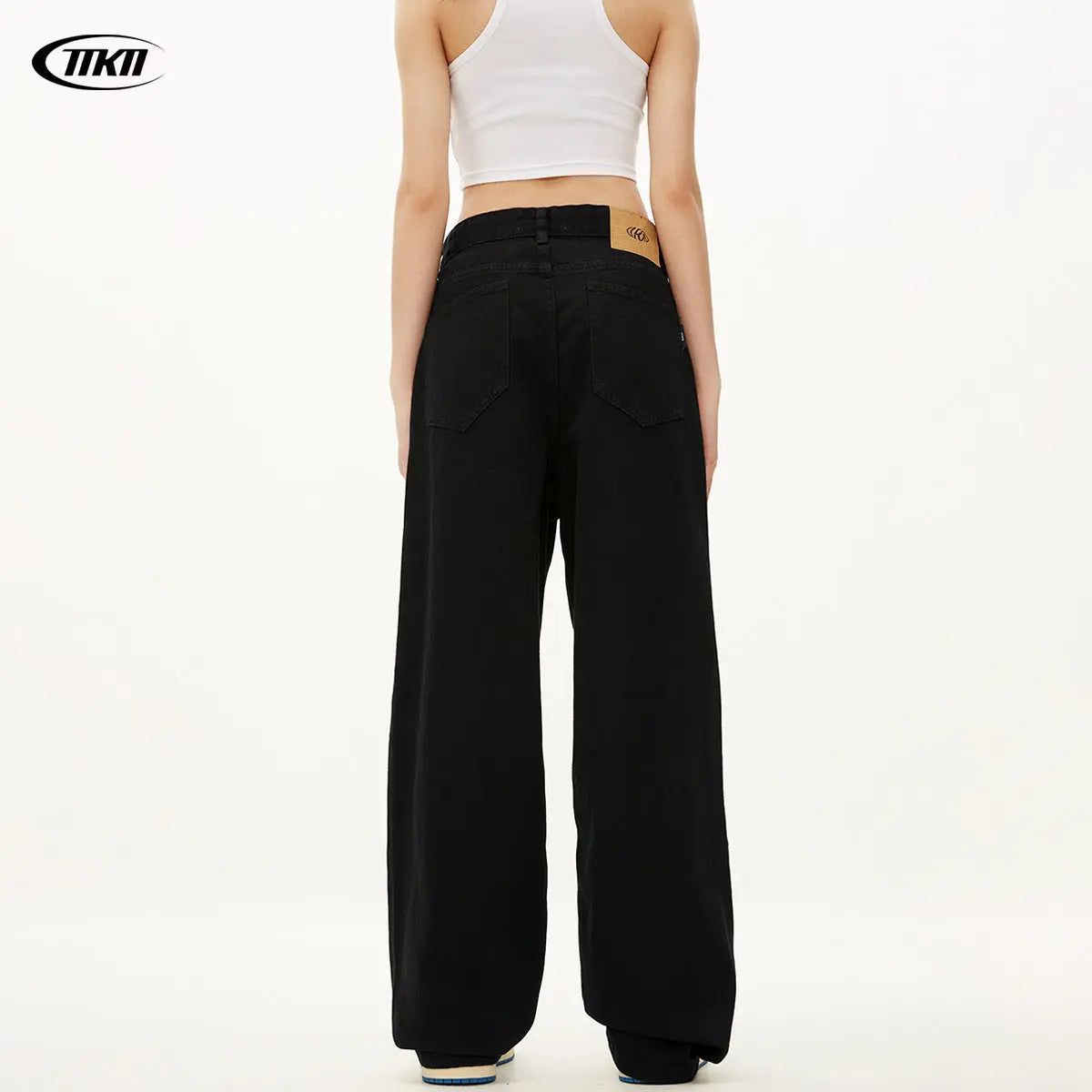 Black Straight Jeans for Men and Women Loose Fit Trendy Slim Wide Leg Stacked Long Pants Markonline